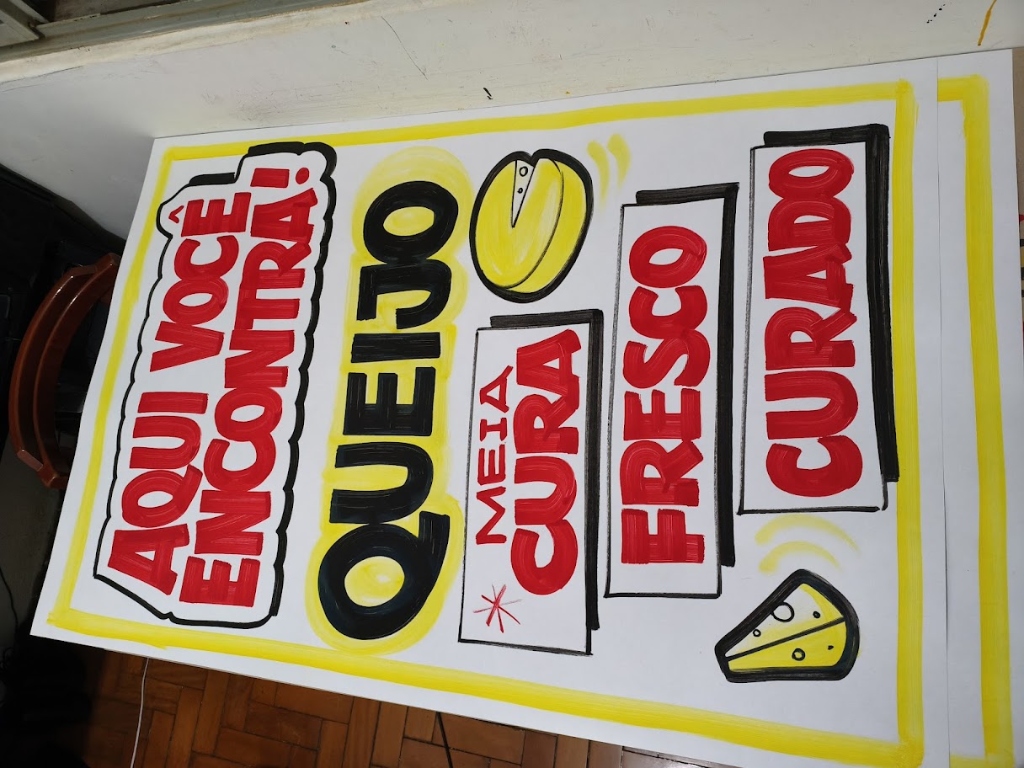 Cartaz Aqui Você Encontra Queijo Meia Cura Fresco e Curado